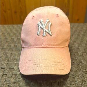 Newborn New York Yankees Pink Baseball Cap Silver Sparkle Logo 47 Twins Genuine